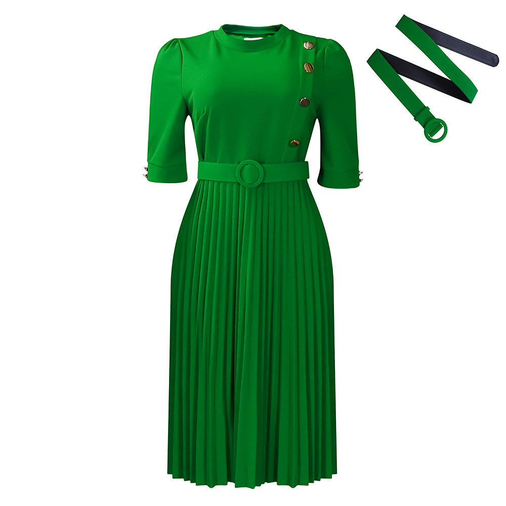 Robe plissée à col en V sans effort