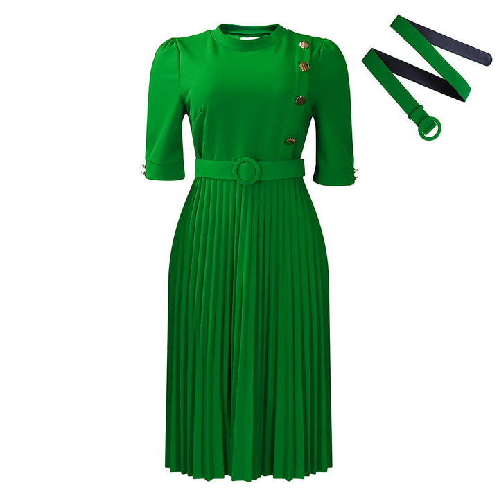 Robe plissée à col en V sans effort