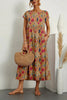 Robe mi-longue à imprimé floral bohème avec manches courtes