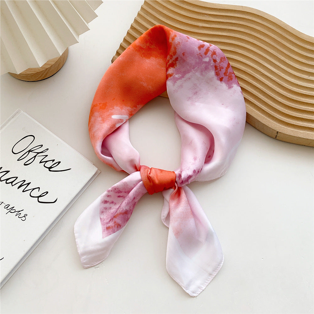 Écharpe imprimée en satin pour femme
