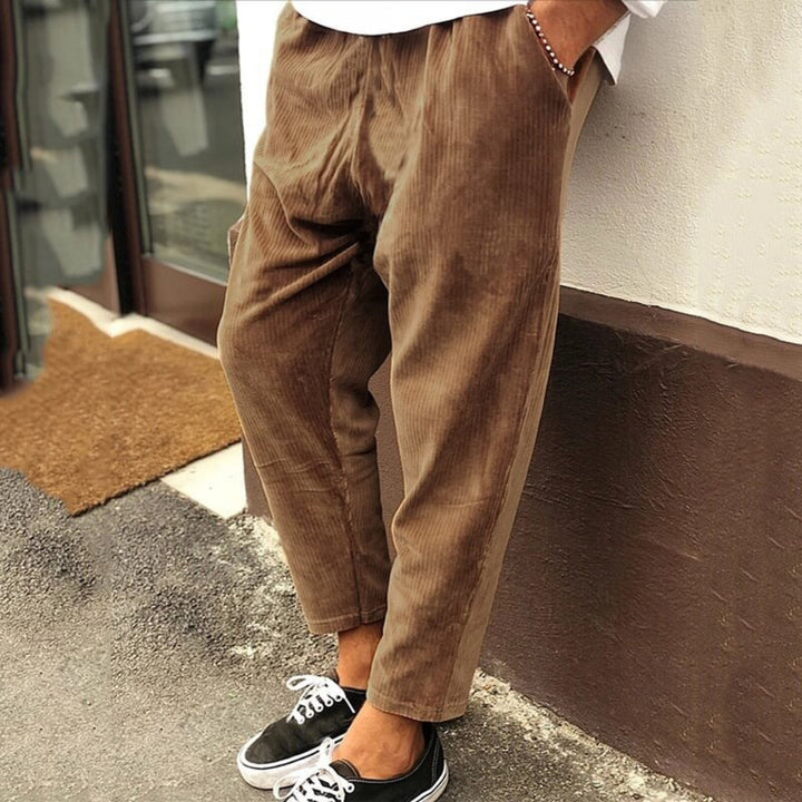 Pantalon décontracté en velours côtelé pour homme