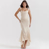 Robe de soirée sirène en satin à taille froncée