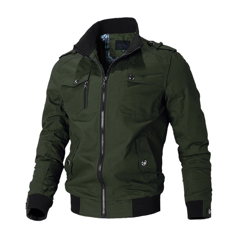 Veste bomber tactique pour homme avec fermeture éclair et poche poitrine : style et fonctionnalité réunis