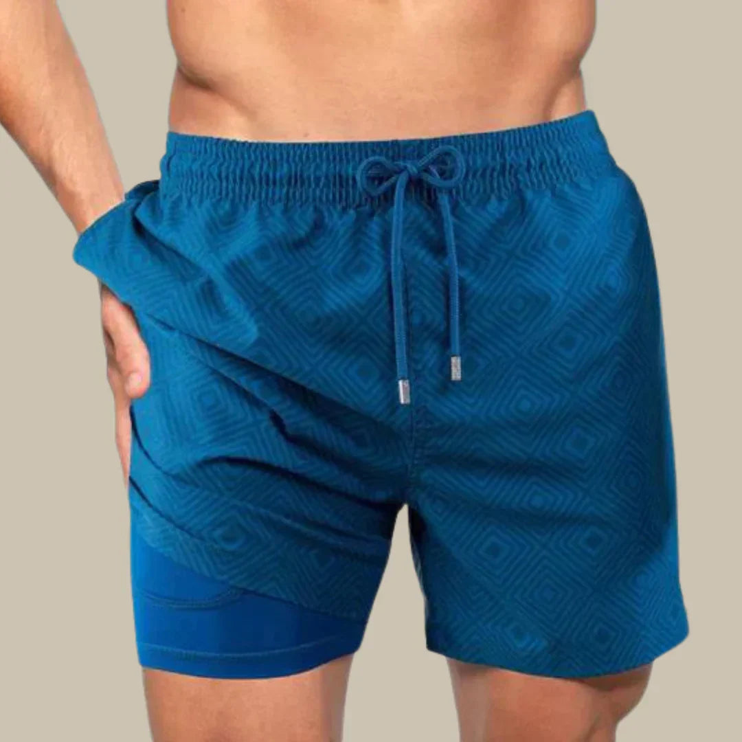Short de bain tendance pour homme avec doublure et poche pour téléphone
