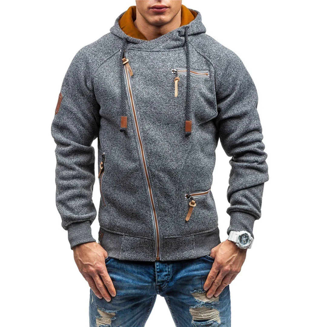 Sweat à capuche décontracté en polaire avec poches pour homme