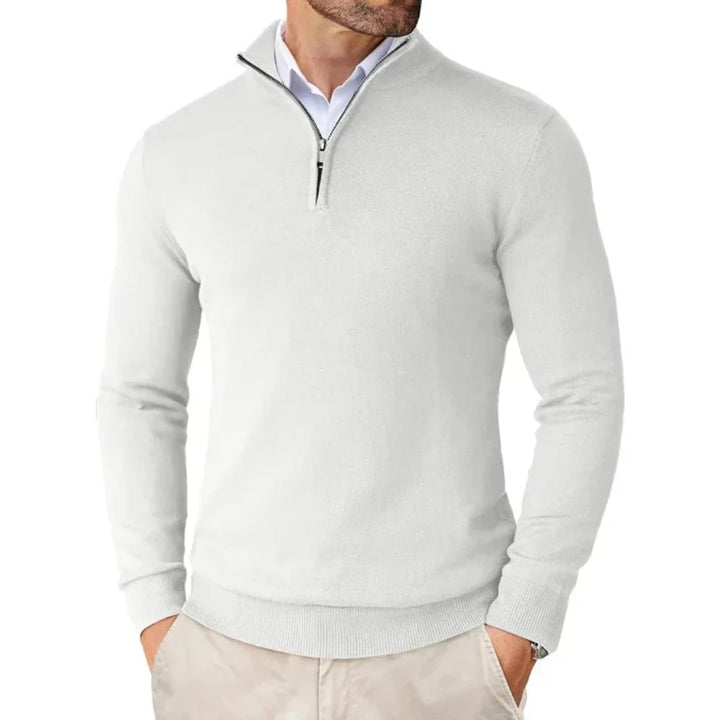 Pull en tricot de coton pour homme avec col zippé