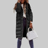 Veste longue matelassée à capuche pour femme