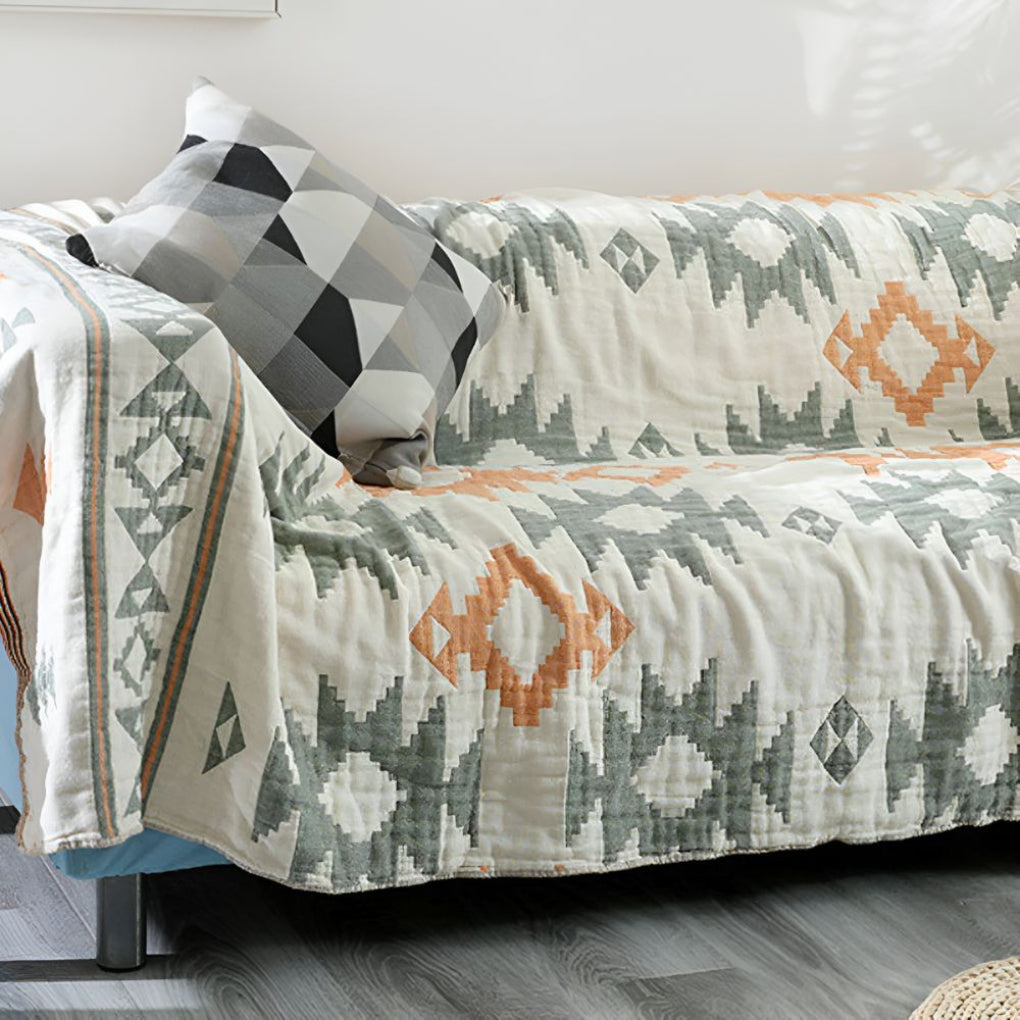 Couverture réversible en mousseline de gaze 100 % coton