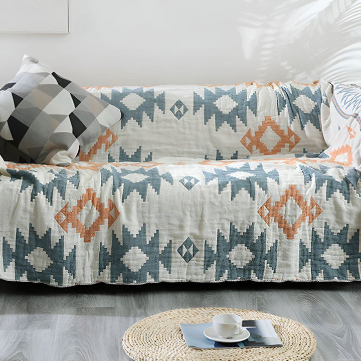 Couverture réversible en mousseline de gaze 100 % coton