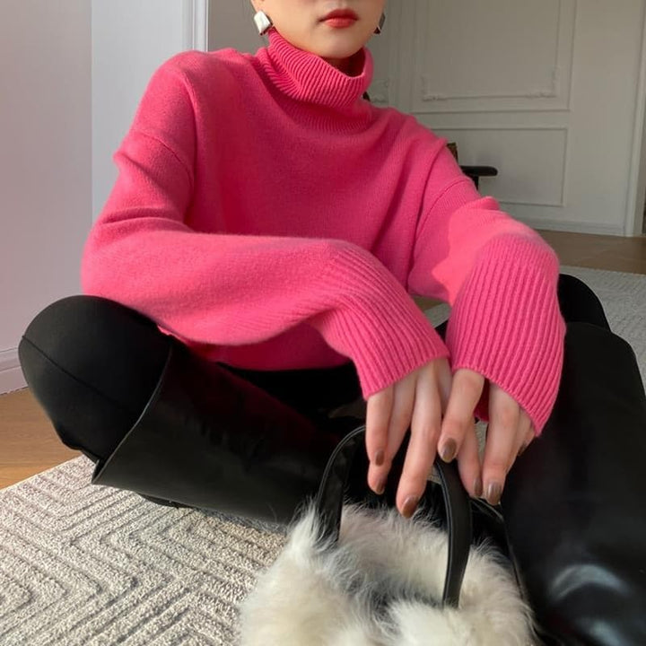 Cher - Pull tricoté de créateur avec col roulé confortable