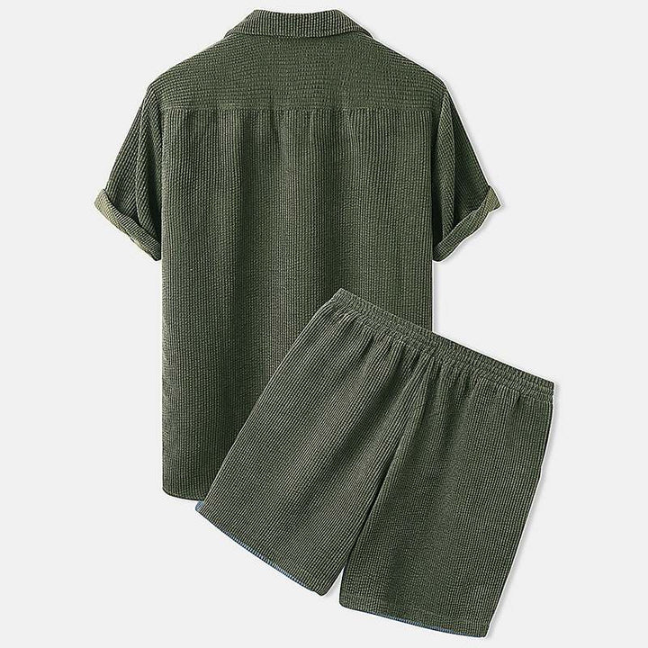 Ensemble de vêtements d'été côtelés pour hommes - short avec polo