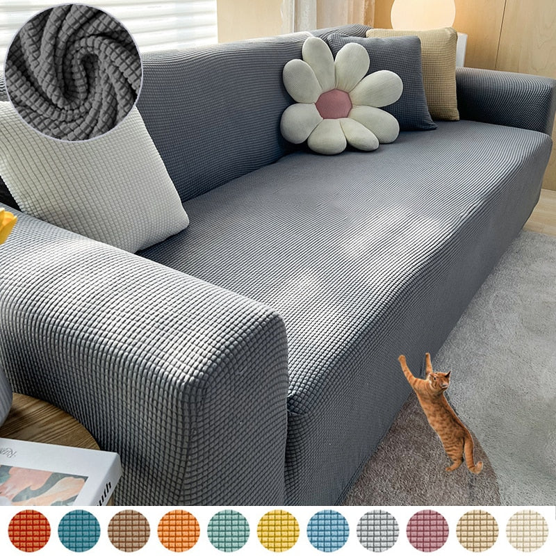 Housse de canapé extensible texturée et antidérapante