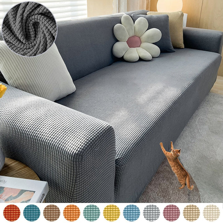 Housse de canapé extensible texturée et antidérapante