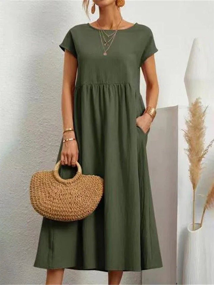 Robe vintage en coton à col rond