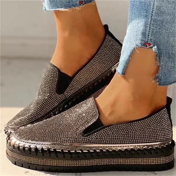 Chaussures à enfiler de luxe aux détails scintillants pour femmes