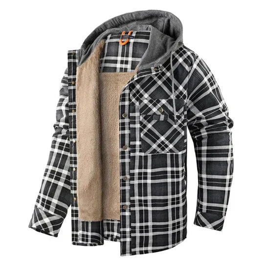 Veste chemise à capuche à carreaux pour homme