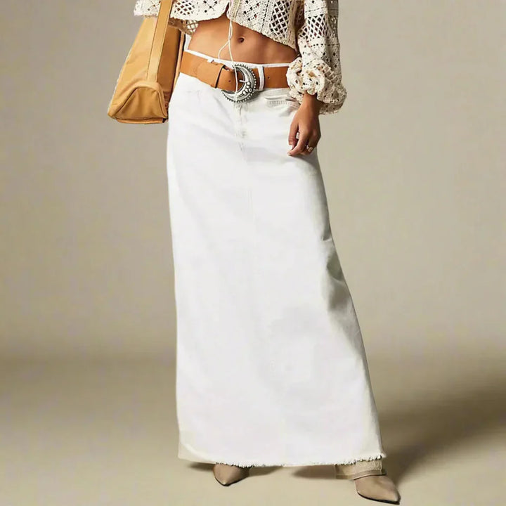 Jupe en jean taille haute coupe droite