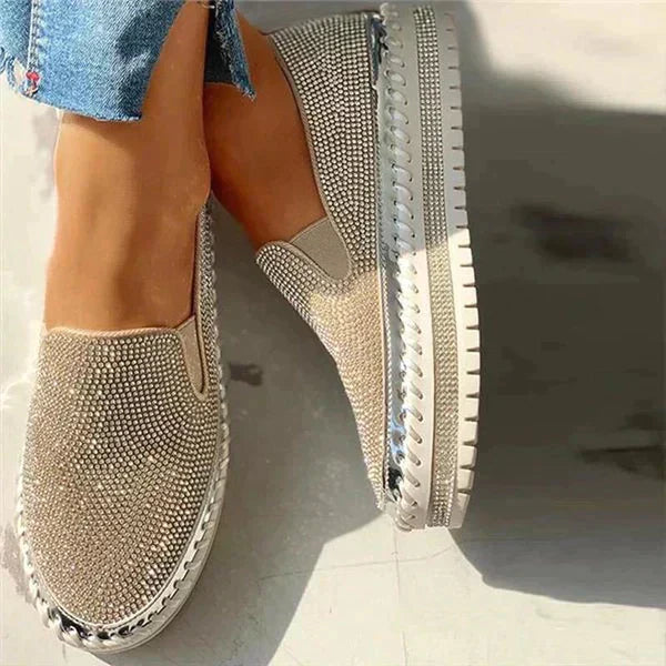 Chaussures à enfiler de luxe aux détails scintillants pour femmes