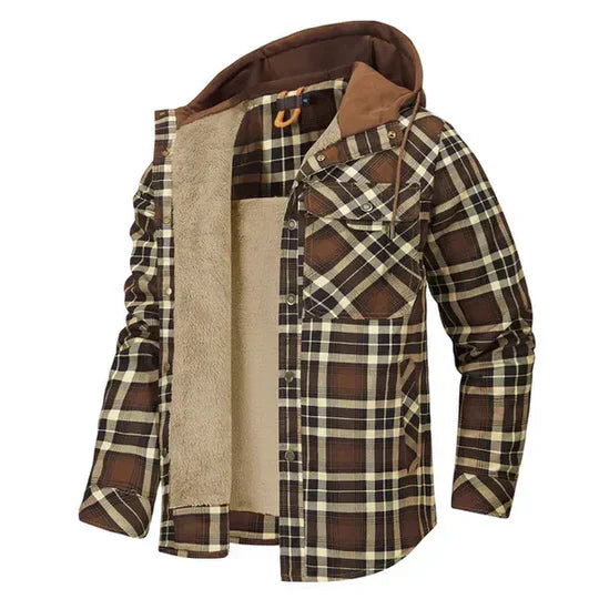 Veste chemise à capuche à carreaux pour homme