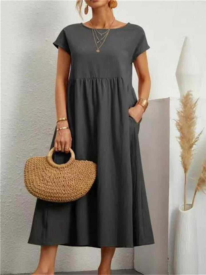Robe vintage en coton à col rond