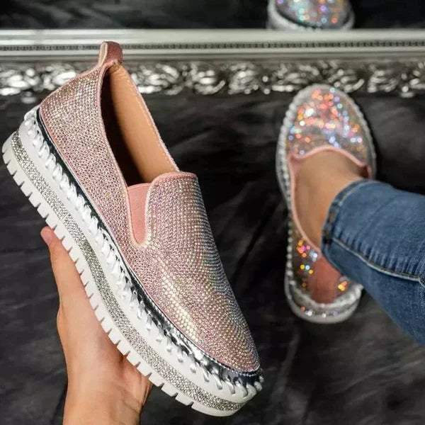 Chaussures à enfiler de luxe aux détails scintillants pour femmes
