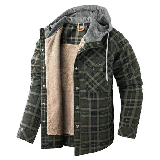 Veste chemise à capuche à carreaux pour homme