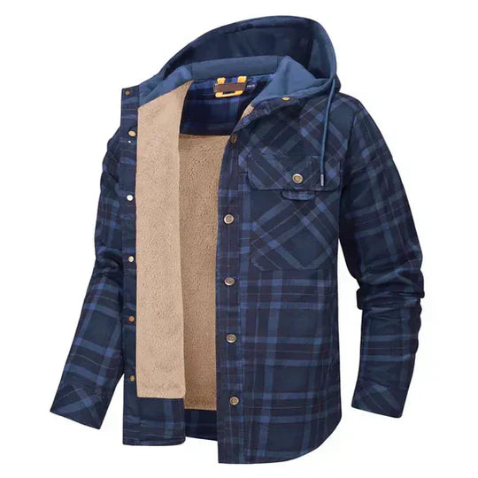 Veste chemise à capuche à carreaux pour homme