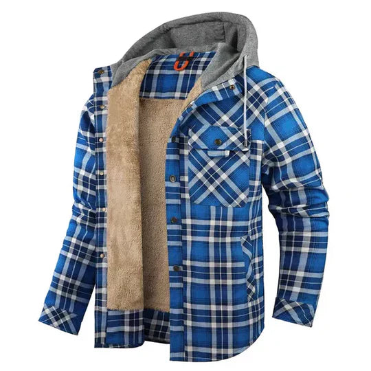 Veste chemise à capuche à carreaux pour homme