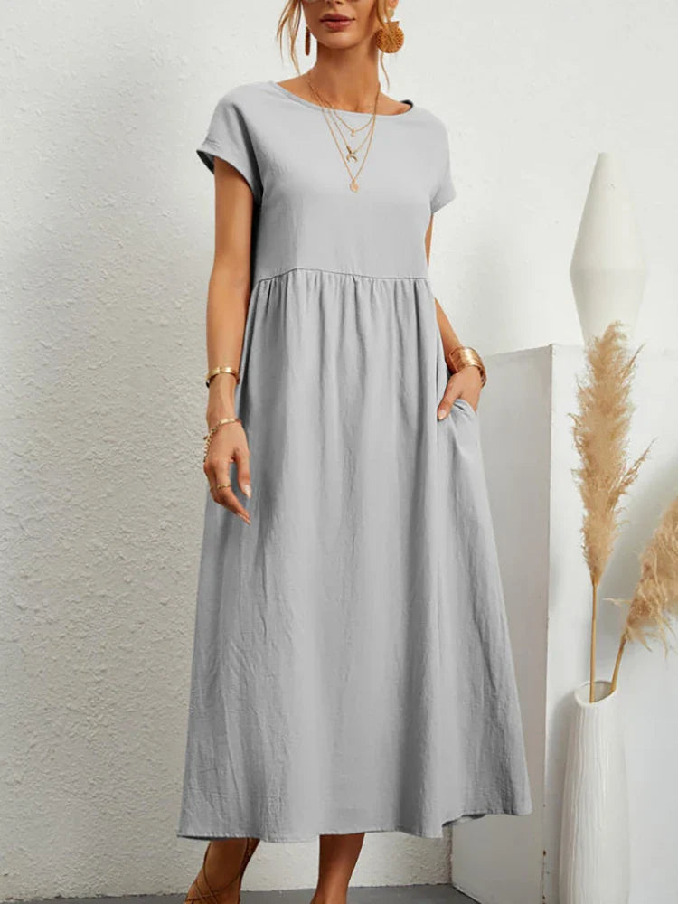 Robe vintage en coton à col rond