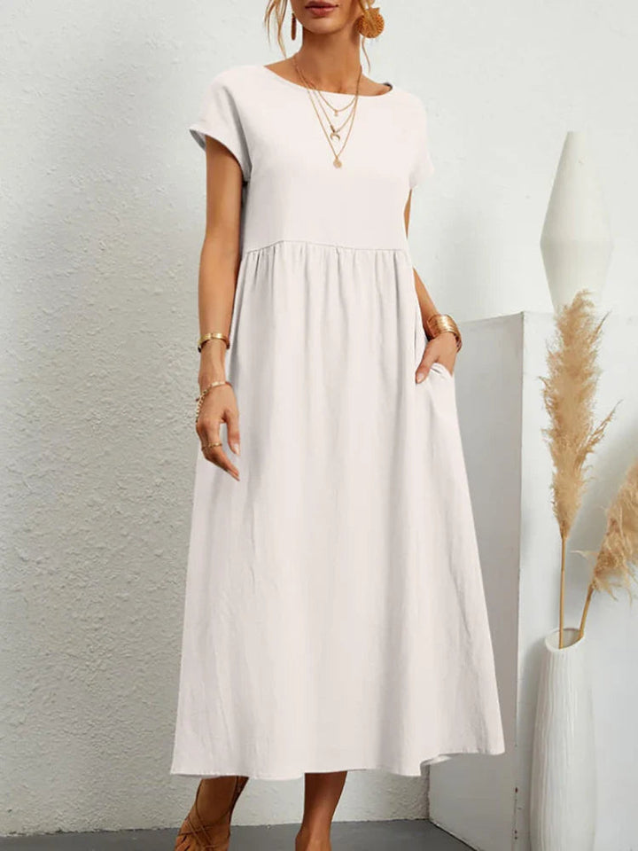 Robe vintage en coton à col rond