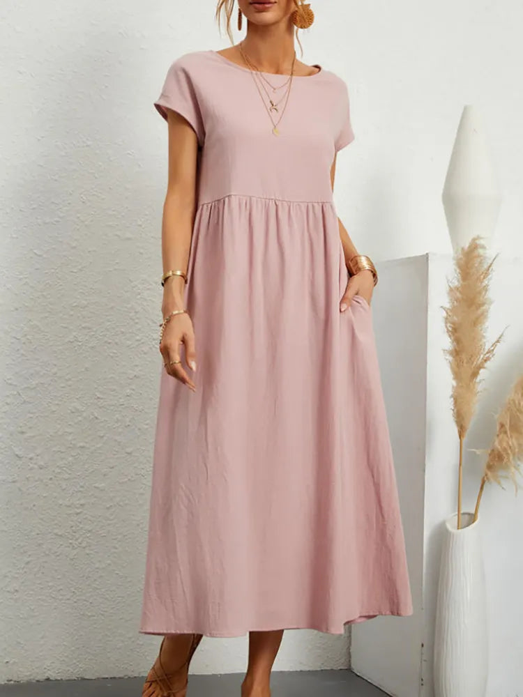 Robe vintage en coton à col rond