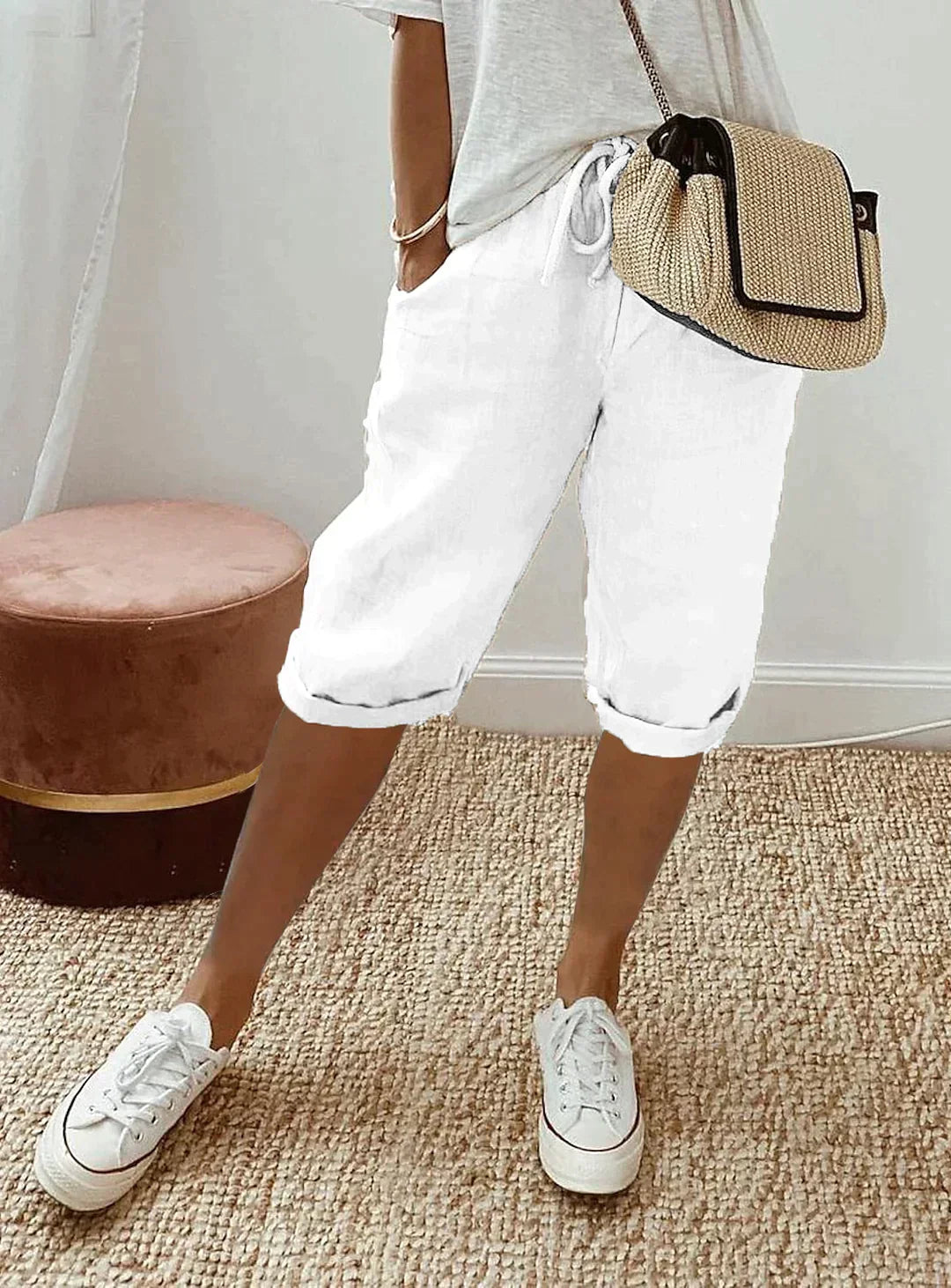 Pantalon d'été en lin pour femmes