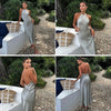 Robe longue sans manches avec ceinture en satin