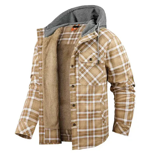 Veste chemise à capuche à carreaux pour homme