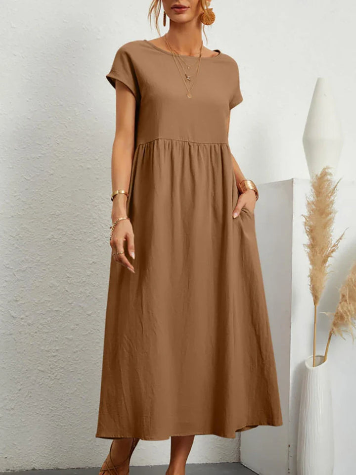 Robe vintage en coton à col rond