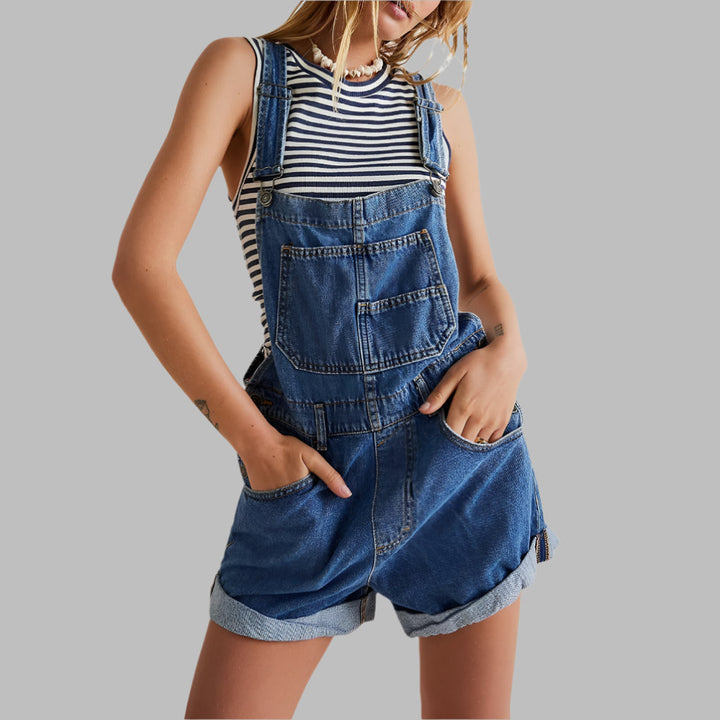 Combinaison en jean sans manches, chic et décontractée