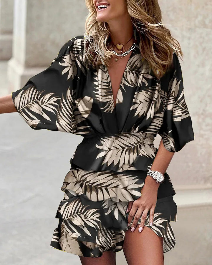 Robe portefeuille à volants et imprimé floral
