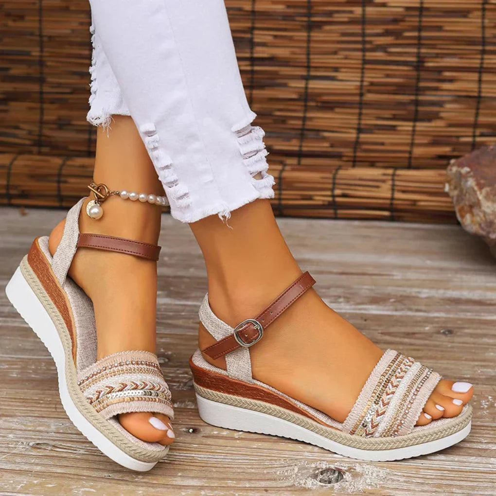 Sandales compensées style bohème pour femmes