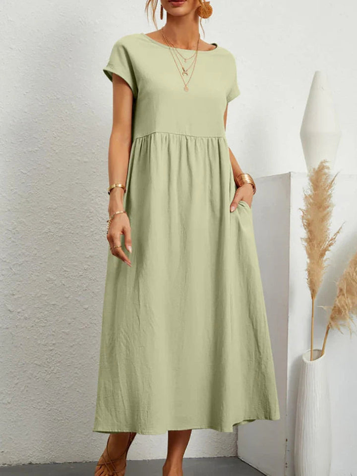 Robe vintage en coton à col rond