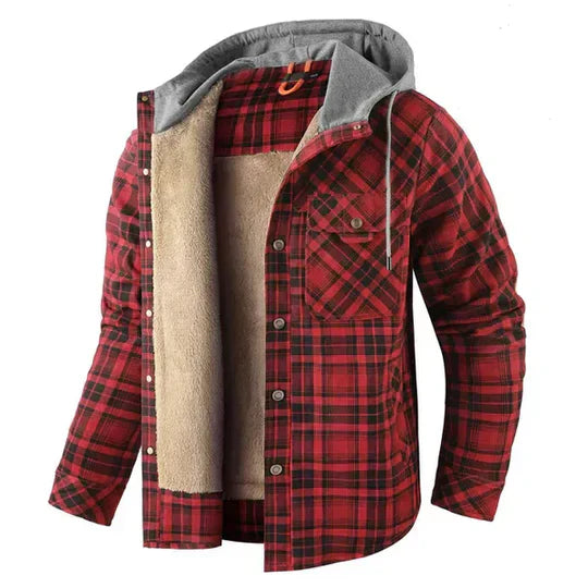 Veste chemise à capuche à carreaux pour homme