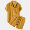 Ensemble de vêtements d'été côtelés pour hommes - short avec polo