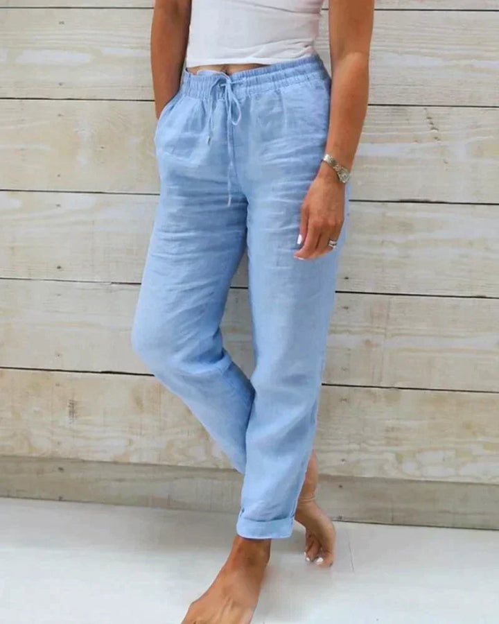 Pantalon en Lin Décontracté pour Femme