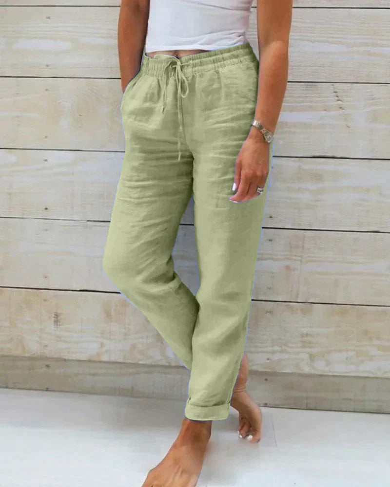 Pantalon en Lin Décontracté pour Femme