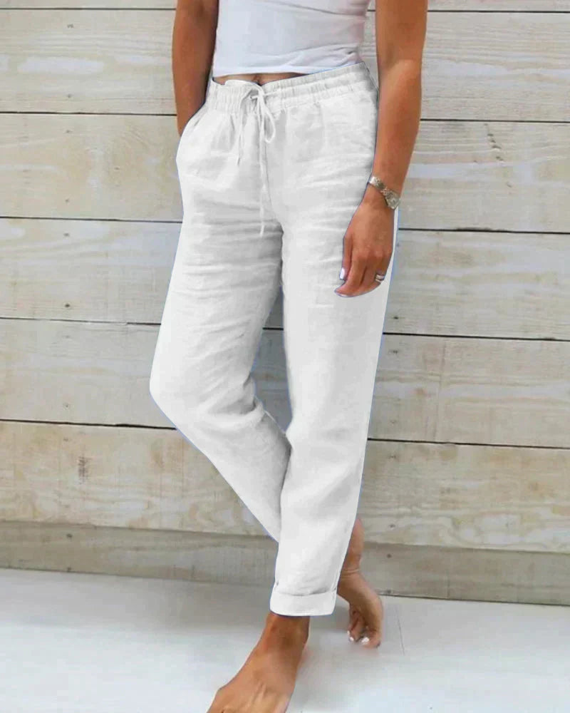 Pantalon en Lin Décontracté pour Femme