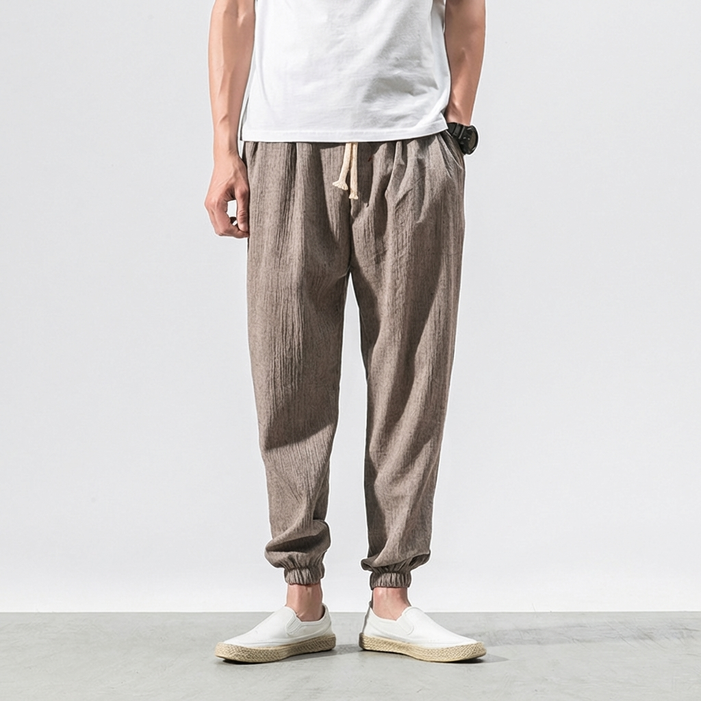 Pantalon confort en coton et lin pour homme – Léger et confortable au quotidien