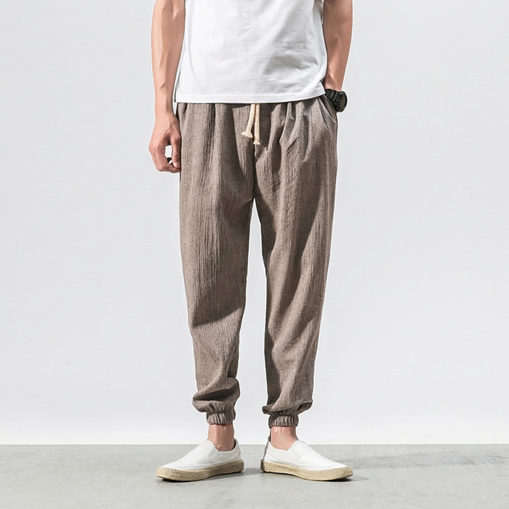 Pantalon confort en coton et lin pour homme – Léger et confortable au quotidien
