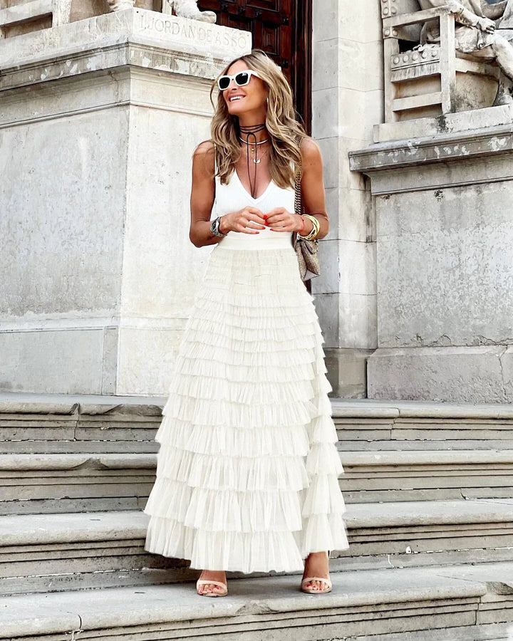 Jupe longue en tulle avec ceinture élastique
