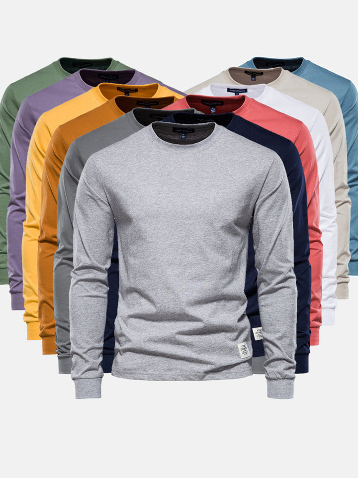 Chemise homme en coton à manches longues et col rond