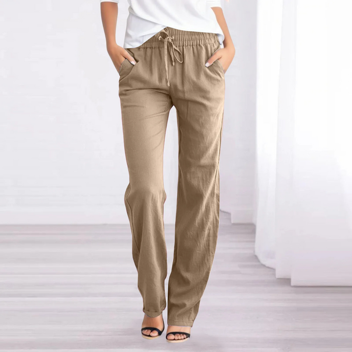 Pantalon aéré en coton et lin pour femme