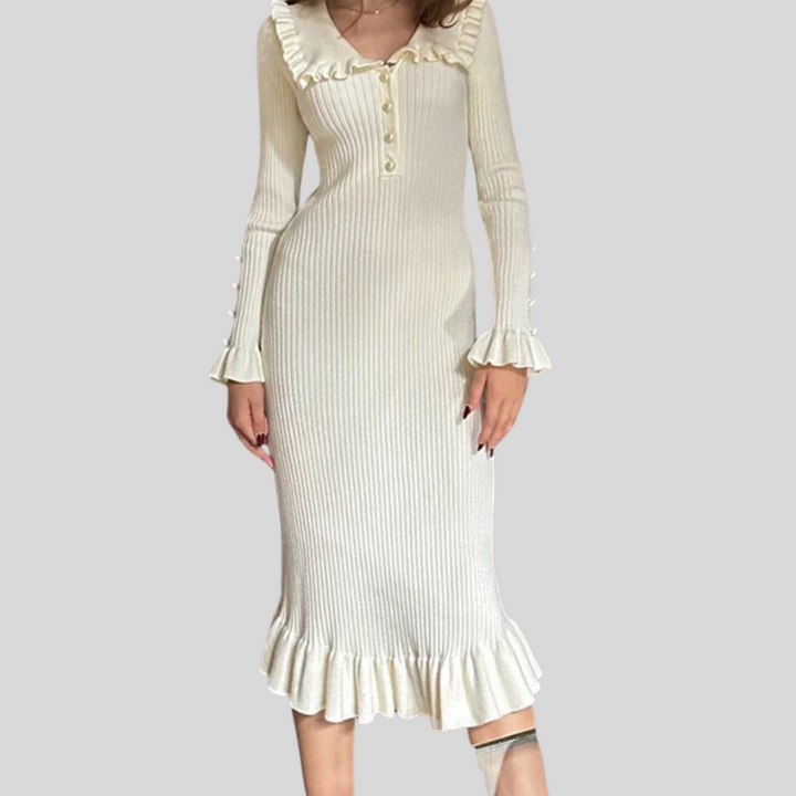 Robe longue – Taille haute à volants